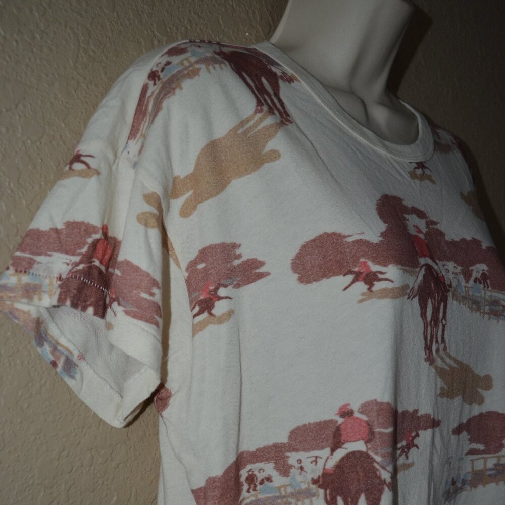 NWT $145 Sz 1 S The Great The Boxy Crew Tee Riding Horses Print T-Shirt - Picture 3 of 6